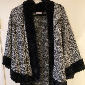 Faux fur-lined cape